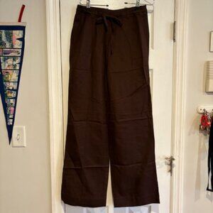 Brown Wide Leg Linen Pant